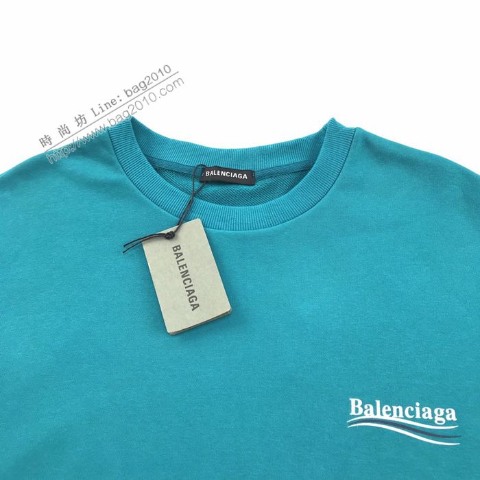 Balenciaga男裝 巴黎世家湖水綠可樂海浪印花圓領衛衣 寬鬆版型 男女同款  ydi3115